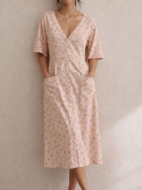 Rebdolls Peach Floral Midi Dress